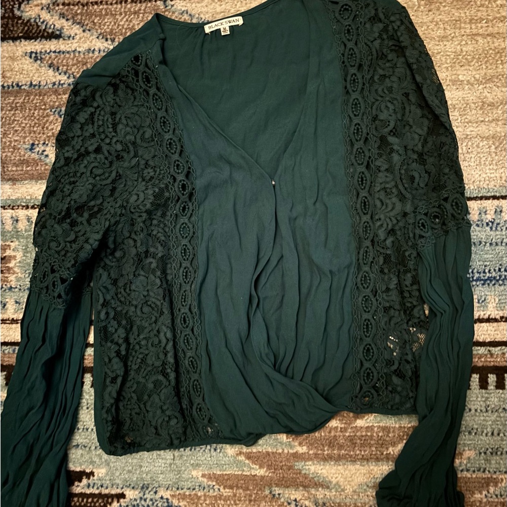 Black Swan Green Lace Top